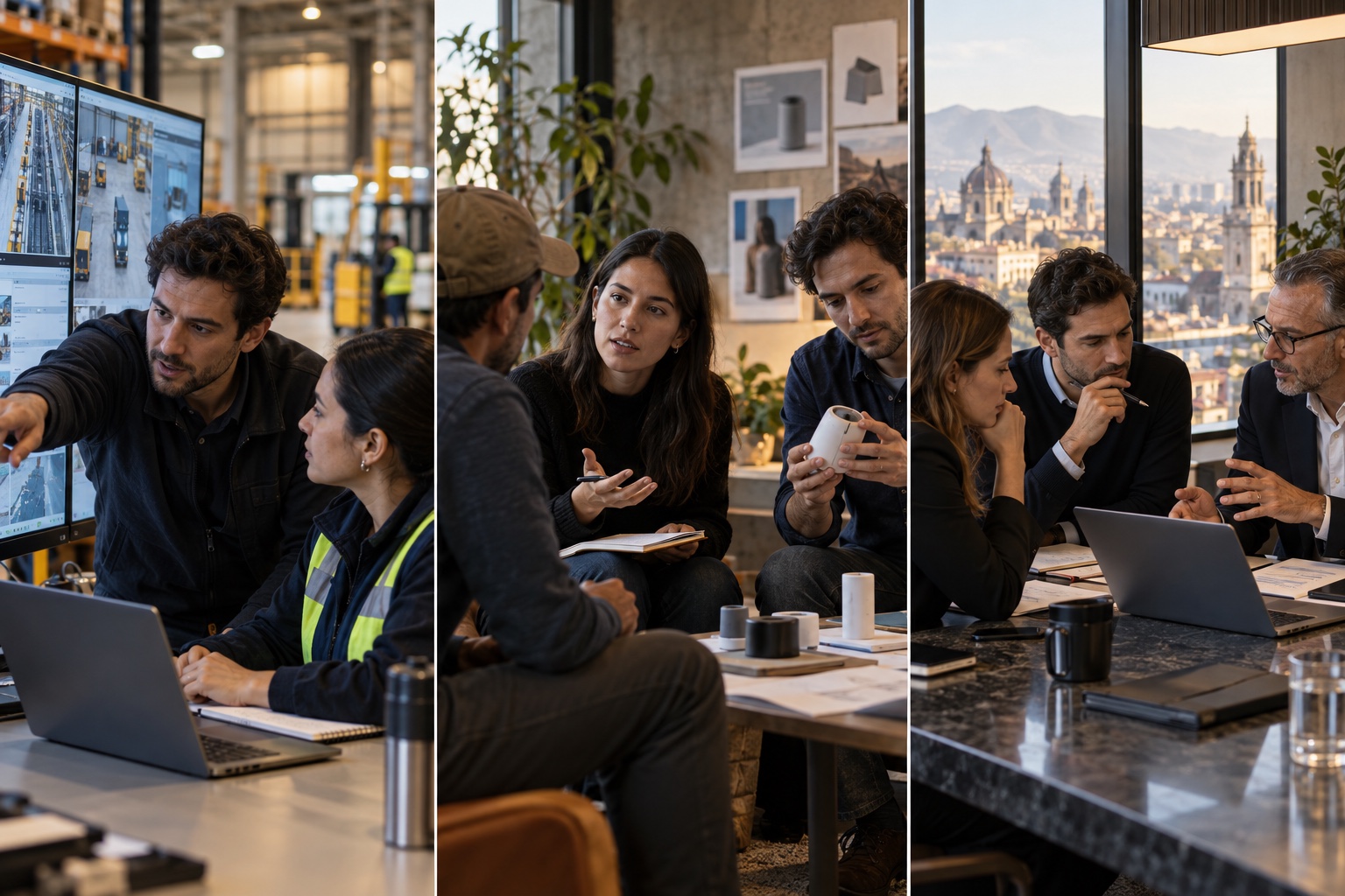 Tres equipos trabajando en digitalización de operaciones, validación de producto y preparación de capital